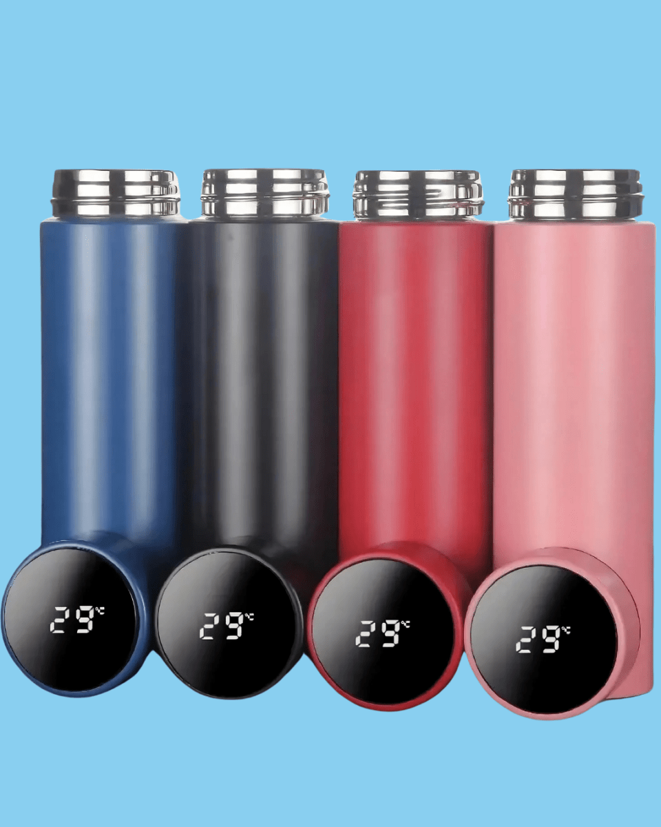Botella inteligente con termómetro y control de temperatura - Negro - Thermo Quench